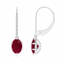 ANGARA Natural Ruby Oval Drop Earrings for Women, Girls in 14K Gold (7x5MM) - £710.36 GBP