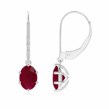 ANGARA Natural Ruby Oval Drop Earrings in 14k Solid Gold (Grade-A, Size-7x5) - £671.89 GBP