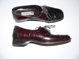 BRIGHTON 7M leather lace-up oxfords shoes Italy brown/black moc croc silver  - £39.30 GBP