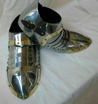 Medieval knight LARP Armor Sabatons Shoes Warrior Brass &amp; Steel shoes Ha... - $101.09