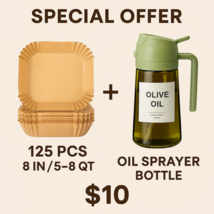 Olive Oil Sprayer Bottle + 125pcs Air Fryer Paper Liners | Non-Stick Kit... - $19.99