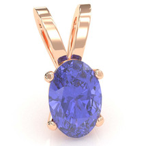 Tanzanite Oval Solitaire Pendant In 14k Rose Gold - £334.86 GBP