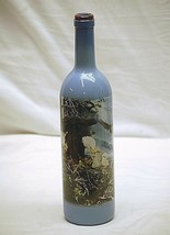 Classic Style Blue 750ml Wine Bottle Art Eagle Feeding Eaglets Nest Shel... - $14.84