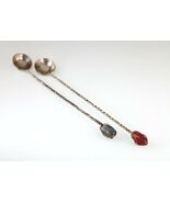 Brazil 2000 Reis Silver Coin Iced Tea Spoon Lot of 2, 8" Long - $221.72