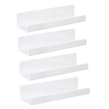 15 Inch White Acrylic Floating Wall Ledge Shelf,Wall Mounted Nursery Kids Booksh - £30.25 GBP