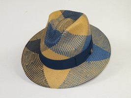 Men's Bruno Capelo Genuine Straw Fedora Hat Cubano CU403 Denim/Cognac image 7