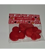 NEW 3 Disney Cookie Press Set Mickey Minnie Mouse Heart Red Plastic Vale... - $7.87