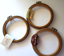 4 Inch Woodgrain Needlework Embroidery Round Hoops Lot of 3 NEW Unused V... - £12.49 GBP