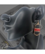 Women Gold Red Sequin Glitters Oval Bar Drop French Hook Dangle Earrings... - $16.47 CAD