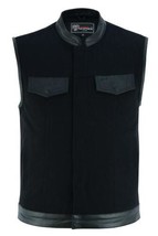 Motorcycle Vest Black Denim Leather Trims by Vance Leather - $70.00+