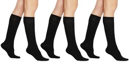 3 Pairs Women’s Sheer Knee Massage Socks with Reinforced Base Stay up Band - £8.58 GBP