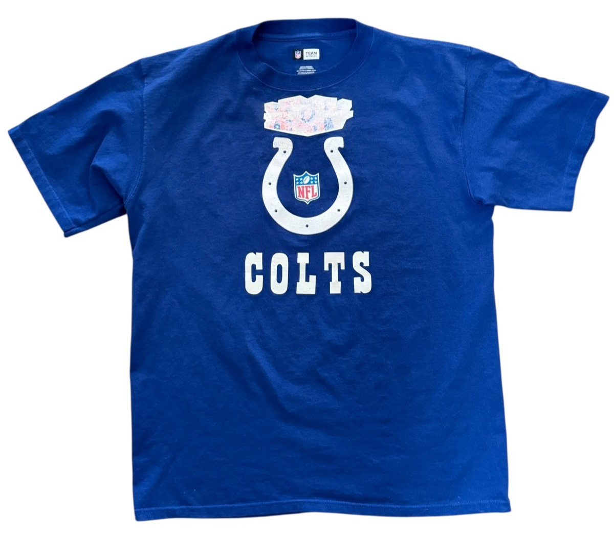 NFL Indianapolis Colts Super Bowl Cotton T Shirt Manning 18 sz L w/Defect - $19.79