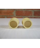 Vintage Radio Knobs Light Yellow Plastic Knobs Pair Brass Color Center L... - $15.50