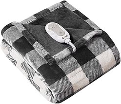 Electric Heated Throw Blanket, White Black Plaid Heating Throws,, | Washable - £41.50 GBP