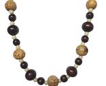 Boho Carved Bead Choker Necklace Tribal Floral Wood Beads Handmade Artisan - $19.81