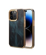 Case for iPhone 13 Pro (Color: Blue) Genuine Leather Plating Silicon Har... - $1,172.36 MXN