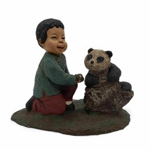 1987 God Is Love By Martha Holcombe #38 TAT Asian Boy w/ Panda Figurine - £13.77 GBP