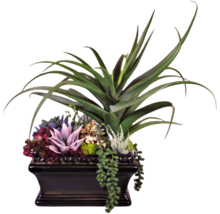 Exotic Faux Succulent Garden Vase Floral Arrangement Tabletop Centerpiece - $113.84