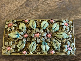 Vintage ART DECO 1930s Czech Filigree Brooch with Paste Stones Elaborate Floral - £87.99 GBP