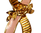 Vintage Avon Breast Cancer Pink Ribbon Brooch Pin Awareness Gold Tone - £2.10 GBP