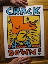 Keith Haring Art Poster Crack Down 1986 Big Red Foot Blue People - £141.17 GBP