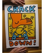 Keith Haring Art Poster Crack Down 1986 Big Red Foot Blue People - $245.37 CAD