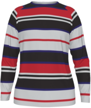 Casual stylish Men&#39;s long sleeve T-shirt horizontal stripes gray, red black - £31.97 GBP