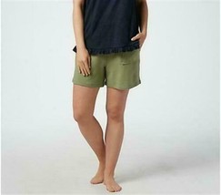 AnyBody French Terry Tie Waist Shorts Dusty Green Size XX-Small A354750 - £10.18 GBP