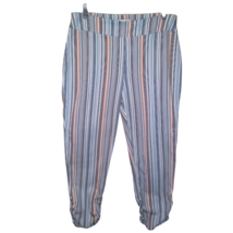 Cato Stretch Pull On Crop Pants Spring Striped Ruched Size 10 Mid Rise S... - $12.95