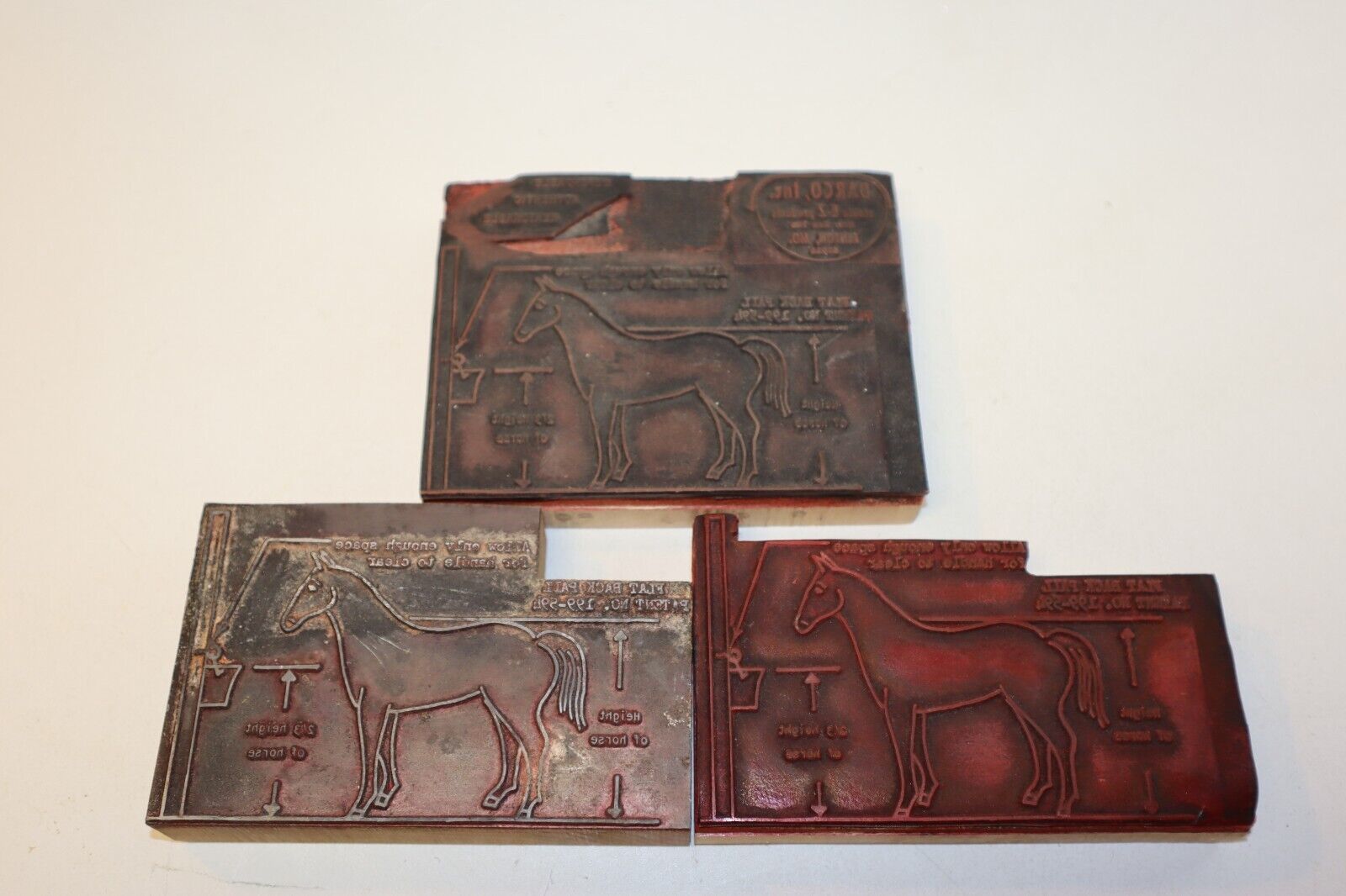 Primary image for Lot of 3 Vintage Wood Block Rubber Ink Stamps Darco EZ Stable Horses Fenton, MO