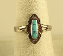 Vtg Sterling Sign 925 Native American Navajo Turquoise Tribal Matrix Ring 8 1/4 - $44.55