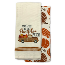 NEW Meet Me at the Pumpkin Patch Fall Kitchen Towels set of 2 w/ vintage... - £8.61 GBP