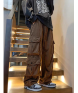 Baggy Cargo Pants Brown/Black Corduroy Style Pocket Pants Y2K Streetwear - $29.99