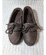 Minnetonka Moccasin Soft Brown Moosehide Kilty Leather Slip-On Classic 7... - $52.10 CAD