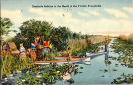 Vtg Postcard, Seminole Indians in the Heart of Florida Everglades - £5.03 GBP