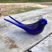 Vintage BERGDALA Sweden Cobalt Blue Glass Bird Swallow Split Tail VFC! - $32.95