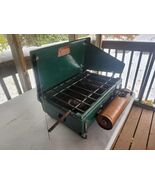 Vintage Coleman Model 4M Two Burner Camping Stove Gold Gas Tank Canada 1... - $1,296.74 MXN
