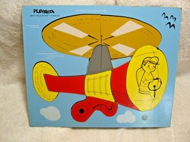 Vintage Collectible Playskool Helicopter Wood 10pc Puzzle #330-27~Teacher-School - £20.06 GBP