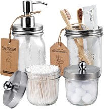 Amolliar Mason Jar Bathroom Accessories Set(4 Pack) - Lotion, Brushed Nickel - £26.63 GBP