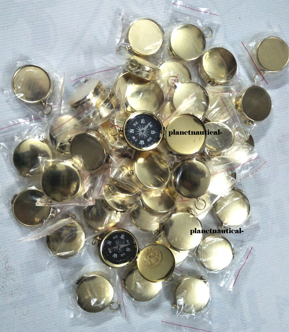 Primary image for Compass Nautical Brass Pocket Mini Compasses Lot of 50