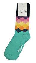 Diamond Argyle Happy Socks Ladies Unisex Mens Sock Size 9-11 Green Multi... - £17.59 GBP