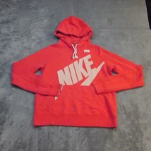 Nike Hoodie Womens Medium Red Lightweight Casual Pullover Swoosh Sweatshirt - £13.99 GBP