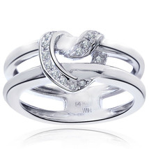 0.15 Carat Round Cut Diamond Crisscross Heart Ring 14K White Gold - $434.61