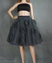 Pink Flower Knee Length Tulle Skirt Women Plus Size Fluffy Tulle Skirt image 5