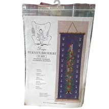 Vintage Blue Petit Point Danish Christmas Wall Hanging Calendar Banner - £43.15 GBP