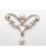 Victorian 0.84ct Rose Cut Diamond Pearl Impressive Bridal Christmas Pendant - £325.30 GBP