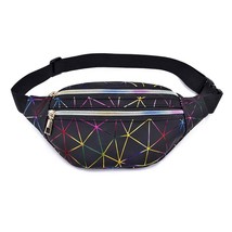 Geometric Laser Women Waist Bag PU Leather Fanny Pack Female Belt Bags Waterproo - £13.08 GBP