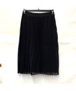 Alfani Womens L Deep Black Pleated Elastic Waist Midi Skirt NWT D42 - €31,94 EUR