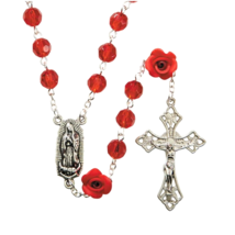 Our Lady of Guadalupe Red Rose Bead Rosary Catholic - £13.27 GBP