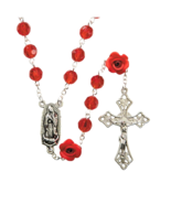 Our Lady of Guadalupe Red Rose Bead Rosary Catholic - $16.99